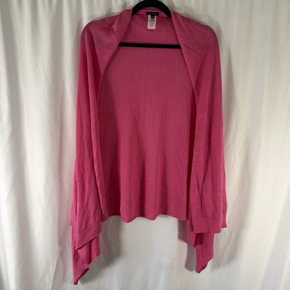 Talbots Lightweight Cardigan Women's XS/S Pink Knit Linen Blend Open Front